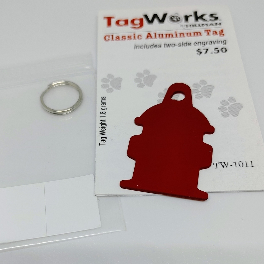 NWT TagWorks Red Metal Fire Hydrant dog Tag